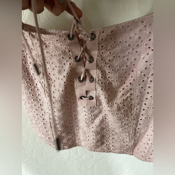 Guess| Beatrix Square Neck Eyelet Crop Top w Puff Sleeve & Tie Detail•••Size M - Picture 5 of 16